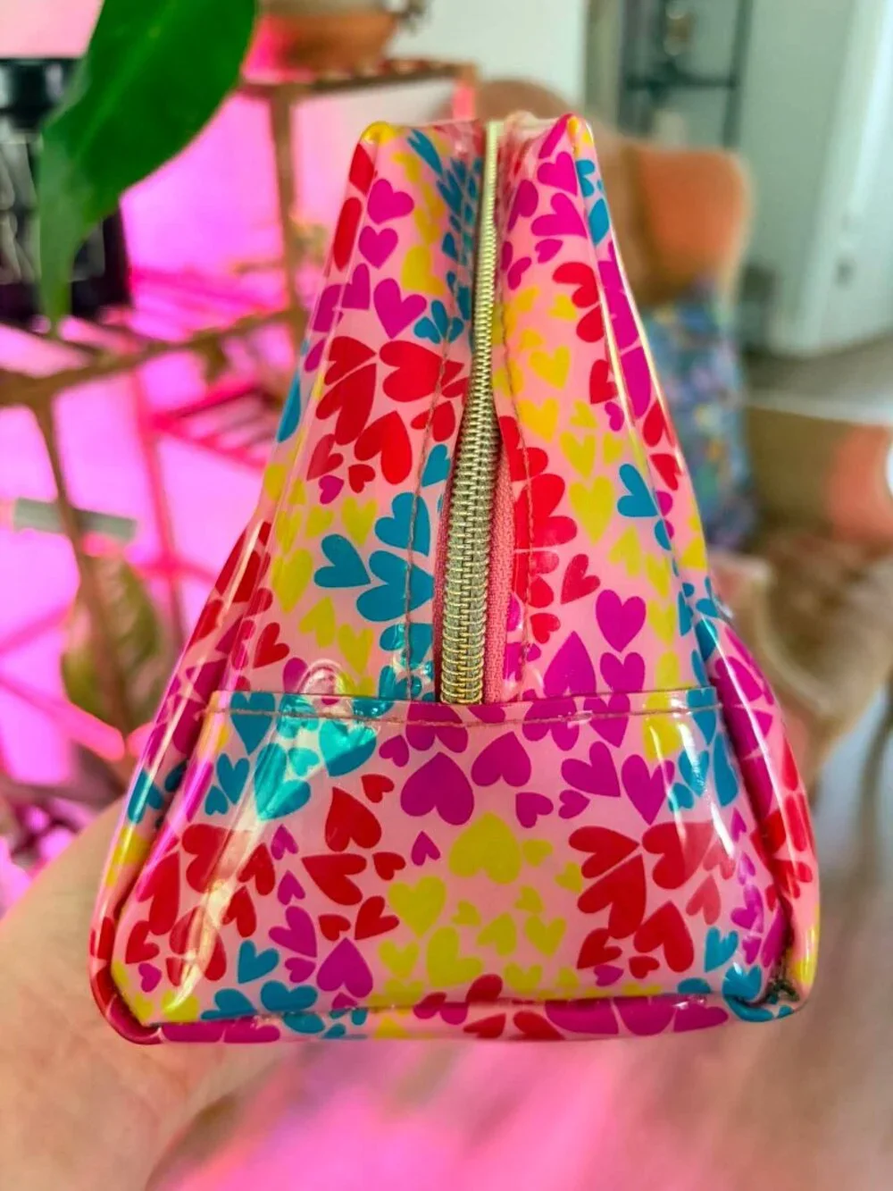 Juicy Couture Colorful Heart Print Cosmetic Makeup Bag